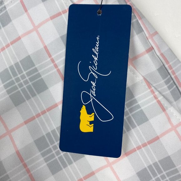 Jack Nicklaus Golf Shorts Mens 36 Bright White Check Stretch Wicking UPF - Picture 3 of 13